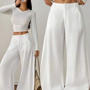 Elegant White Wide-Leg Pants